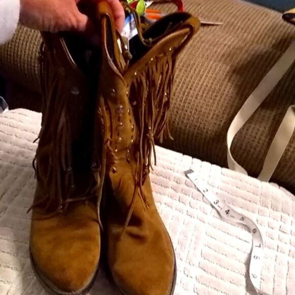 Vintage Durango leather fringe boots - Picture 1 of 10